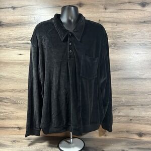 IRVINE‎ PARK Velour Black  1/4 Button Sweater Men's 3XL